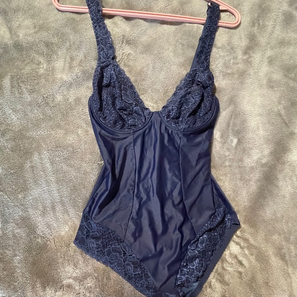 Nefer Teddy Body Suit. Made in Italy. Size 38D Dark Blue with snap crotch - Picture 1 of 16